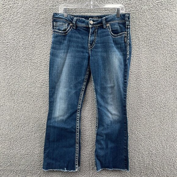 Silver Suki Jeans Womens 32 Raw Hem Blue Stretch Denim * - Picture 1 of 11